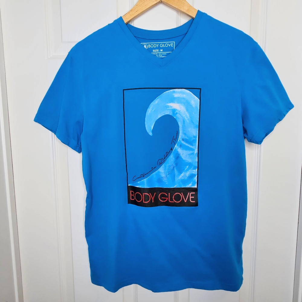 NWOT Body Glove Women's Wave Logo T-shirt Cotton Graphic Tee Blue Size M